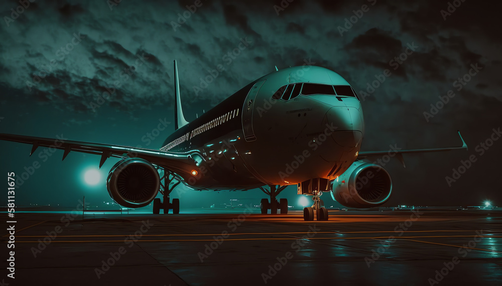 Fototapeta premium Passenger Jet in the night