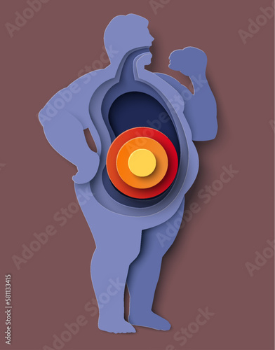 Fat people icon illustration vector man stomach problem