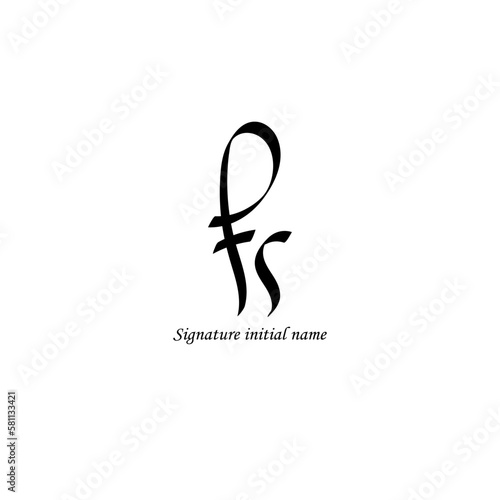 Fs initial logo, Initial signature. Fashion handwritten monogram design. Handwritten identity name. Abstract paint brush font. Calligraphy brush. Write a script. Vector