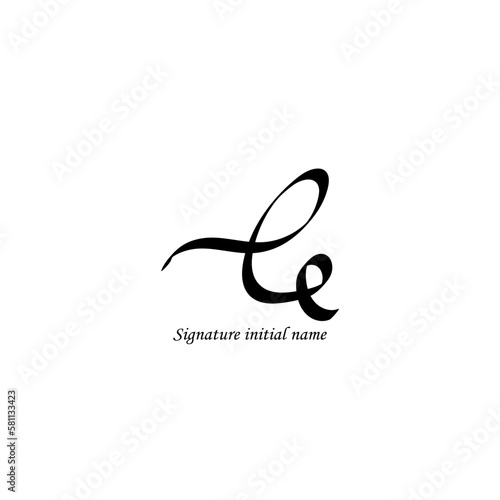 Le, Ce initial logo, Initial signature. Fashion handwritten monogram design. Handwritten identity name. Abstract paint brush font. Calligraphy brush. Write a script. Vector