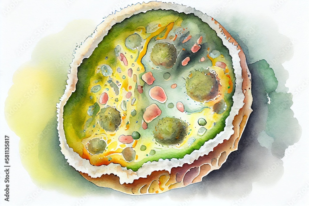 ภาพประกอบสต็อก Watercolor Illustration of a Detailed Macro Image Of ...