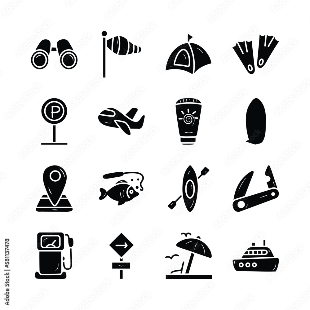 Travel Vector Hand Draw Solid icon style illustration. EPS 10 Files Set 2