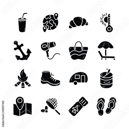 Travel Vector Hand Draw Solid icon style illustration. EPS 10 Files Set 6