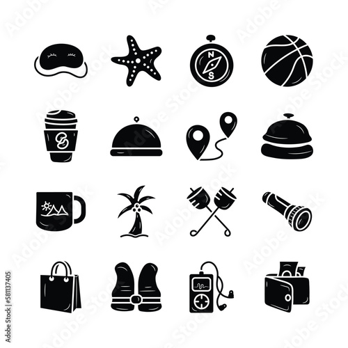 Travel Vector Hand Draw Solid icon style illustration. EPS 10 Files Set 4