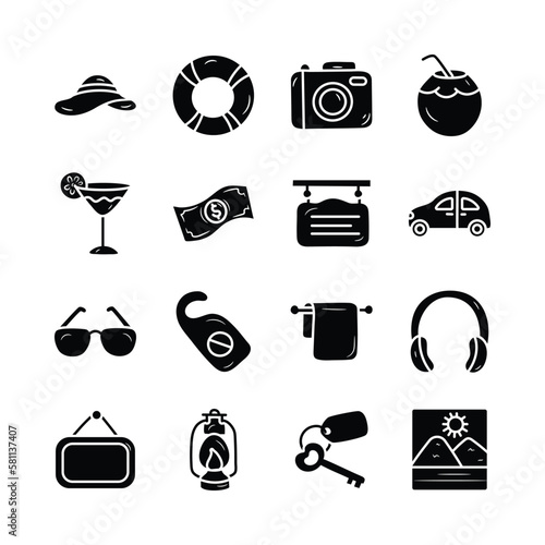 Travel Vector Hand Draw Solid icon style illustration. EPS 10 Files Set 5