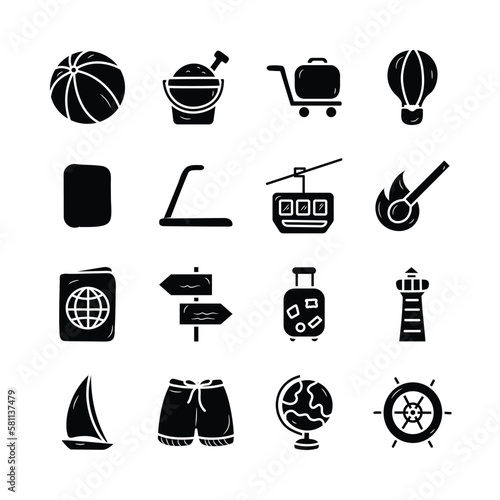 Travel Vector Hand Draw Solid icon style illustration. EPS 10 Files Set 3