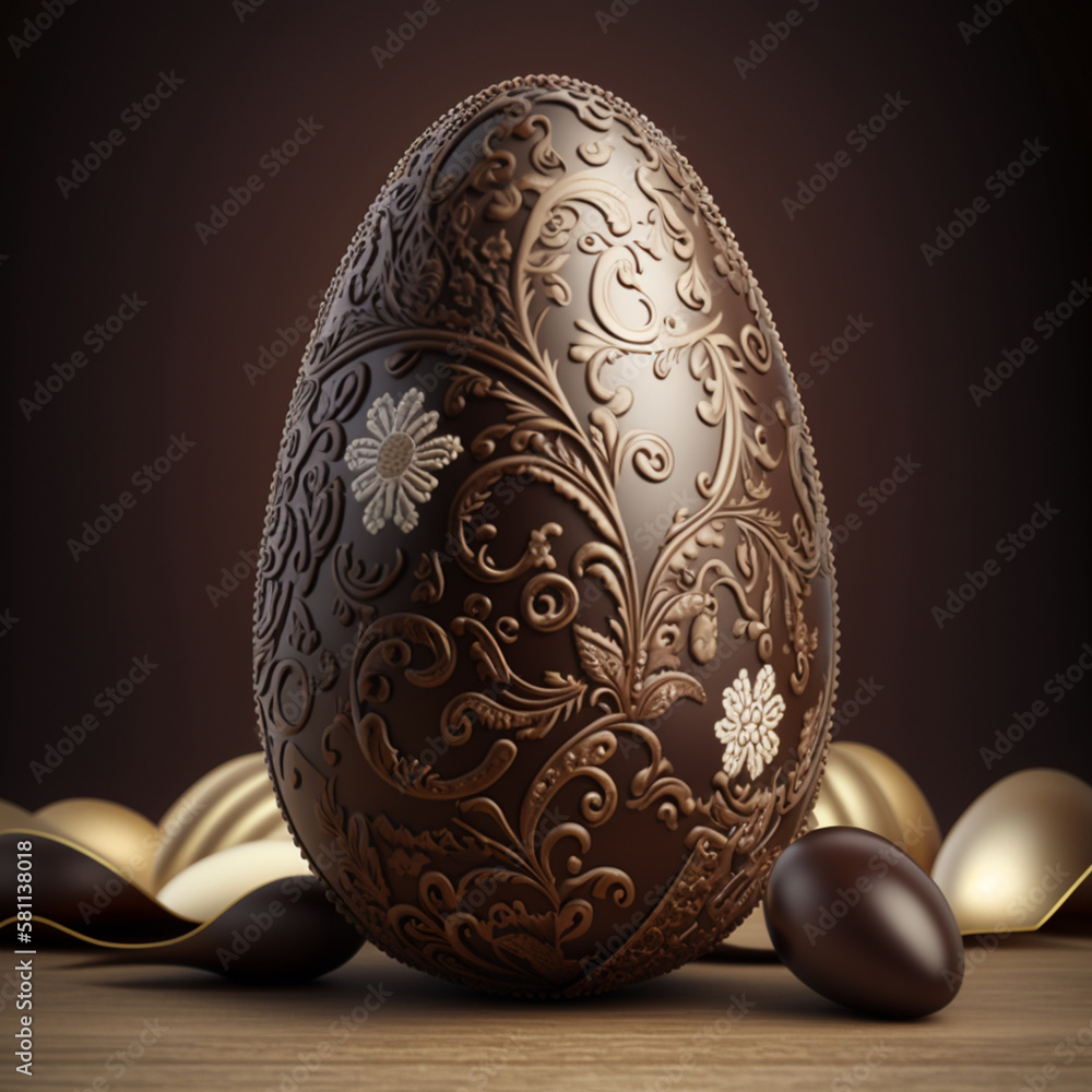 Easter Egg with Embossed Details,Illustration, AI Generated Easter Egg with Embossed Details,Illustration, AI Generated