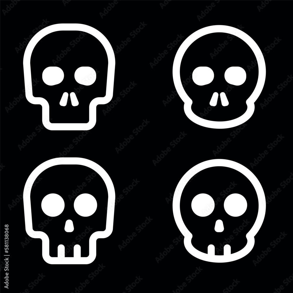 Skulls and crossbones. Skulls with cross icon collection isolated on white background. Death logo, symbol, sign. pirate symbol. Vector graphic. Skulls and crossbones. Skulls with cross icon collection isolated on white background. Death logo, symbol, sign. pirate symbol. Vector graphic.