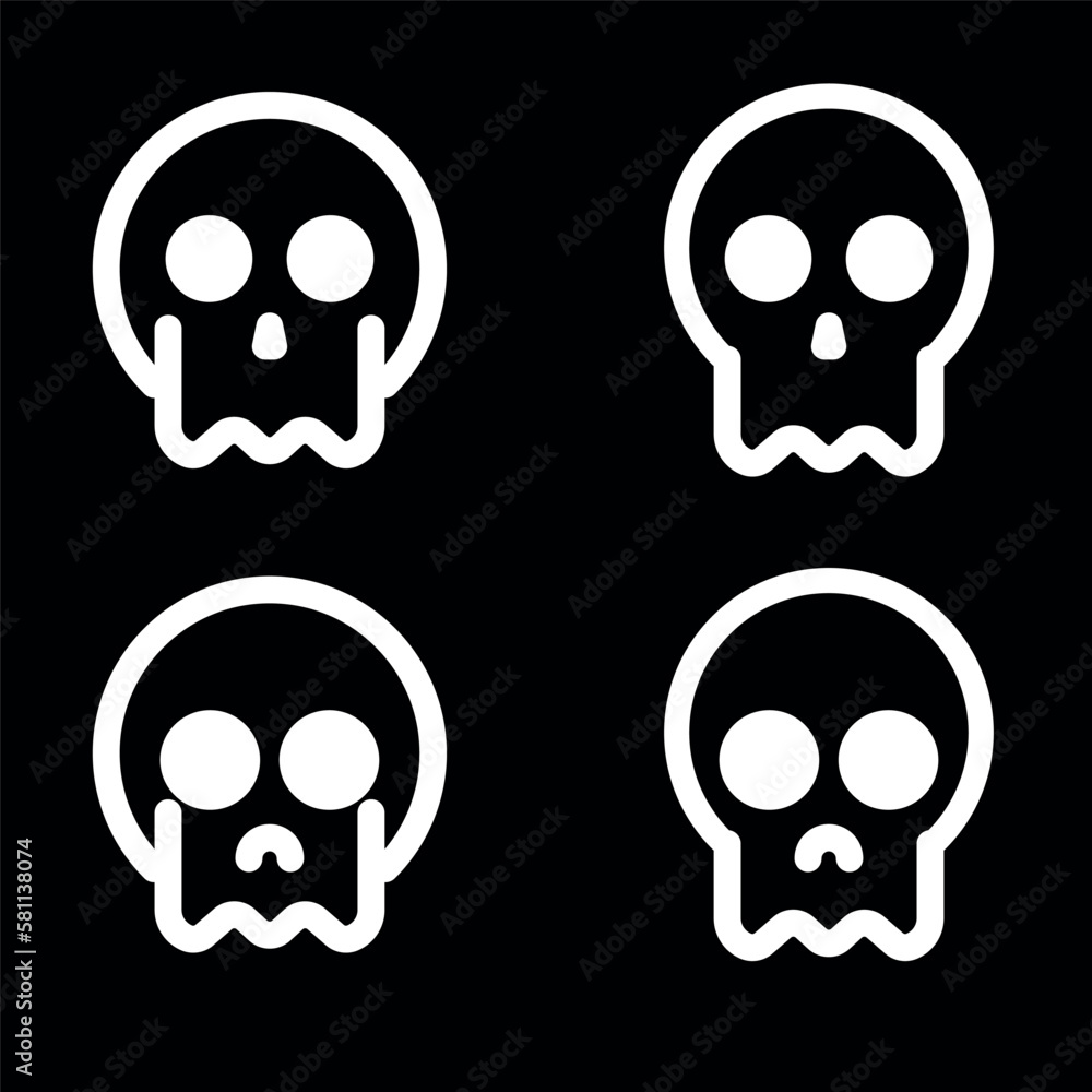 Skulls and crossbones. Skulls with cross icon collection isolated on white background. Death logo, symbol, sign. pirate symbol. Vector graphic. Skulls and crossbones. Skulls with cross icon collection isolated on white background. Death logo, symbol, sign. pirate symbol. Vector graphic.