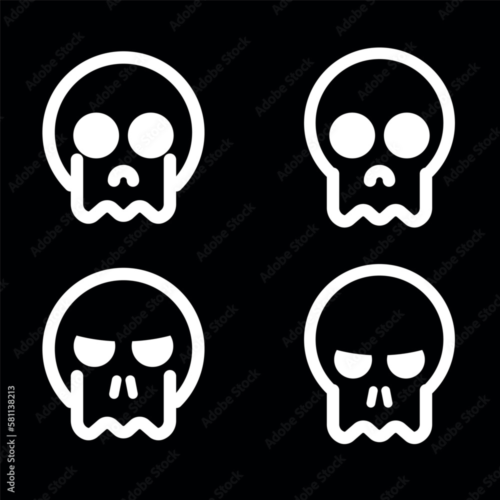 Skulls and crossbones. Skulls with cross icon collection isolated on white background. Death logo, symbol, sign. pirate symbol. Vector graphic. Skulls and crossbones. Skulls with cross icon collection isolated on white background. Death logo, symbol, sign. pirate symbol. Vector graphic.