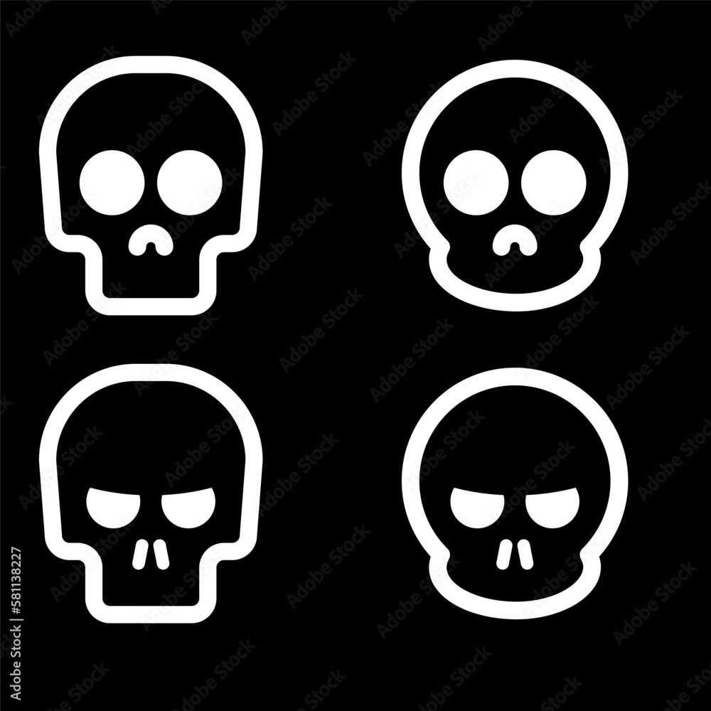 Skulls and crossbones. Skulls with cross icon collection isolated on white background. Death logo, symbol, sign. pirate symbol. Vector graphic. Skulls and crossbones. Skulls with cross icon collection isolated on white background. Death logo, symbol, sign. pirate symbol. Vector graphic.