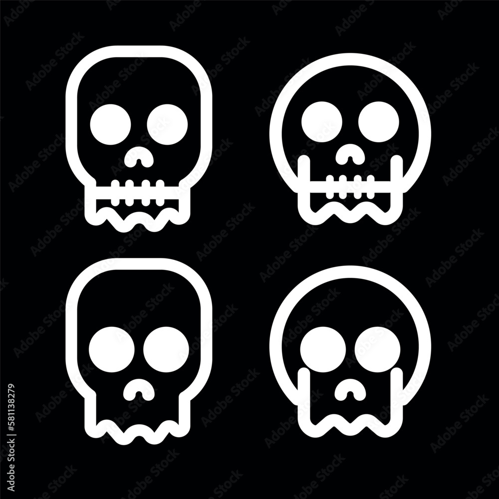 Skulls and crossbones. Skulls with cross icon collection isolated on white background. Death logo, symbol, sign. pirate symbol. Vector graphic. Skulls and crossbones. Skulls with cross icon collection isolated on white background. Death logo, symbol, sign. pirate symbol. Vector graphic.