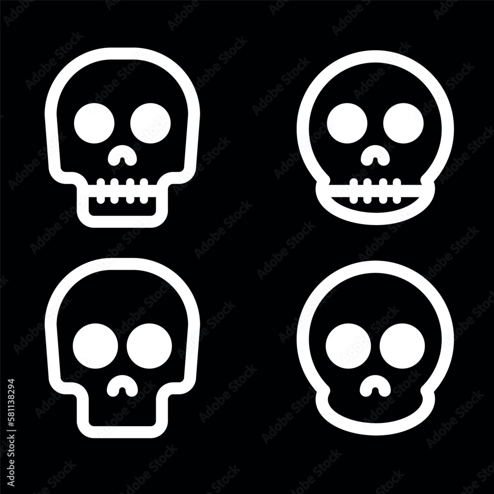 Skulls and crossbones. Skulls with cross icon collection isolated on white background. Death logo, symbol, sign. pirate symbol. Vector graphic. Skulls and crossbones. Skulls with cross icon collection isolated on white background. Death logo, symbol, sign. pirate symbol. Vector graphic.