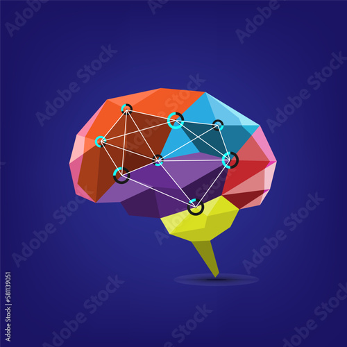 Creative brain process connection. Abstract communication idea polygon style. Smart thinking concept