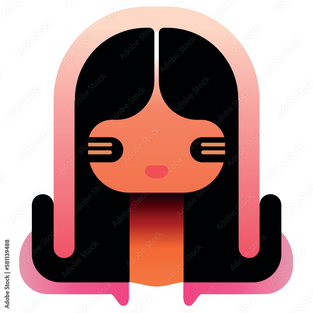 female icon in orange pink over white female icon in orange pink over white