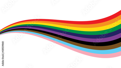 LGBTQ Pride Flag Wave Background. LGBTQIA+ Gay Pride Rainbow Flag Illustration Isolated on White Background. Vector Banner Template for Pride Month. Stock Vector.