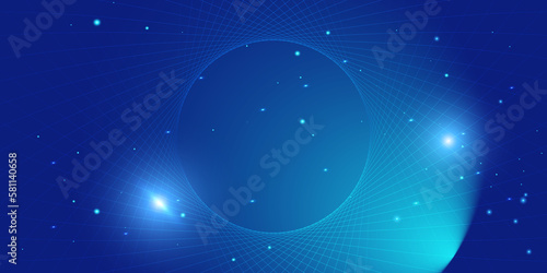 Futuristic technology background.Blue line wave light screen abstract illustration.