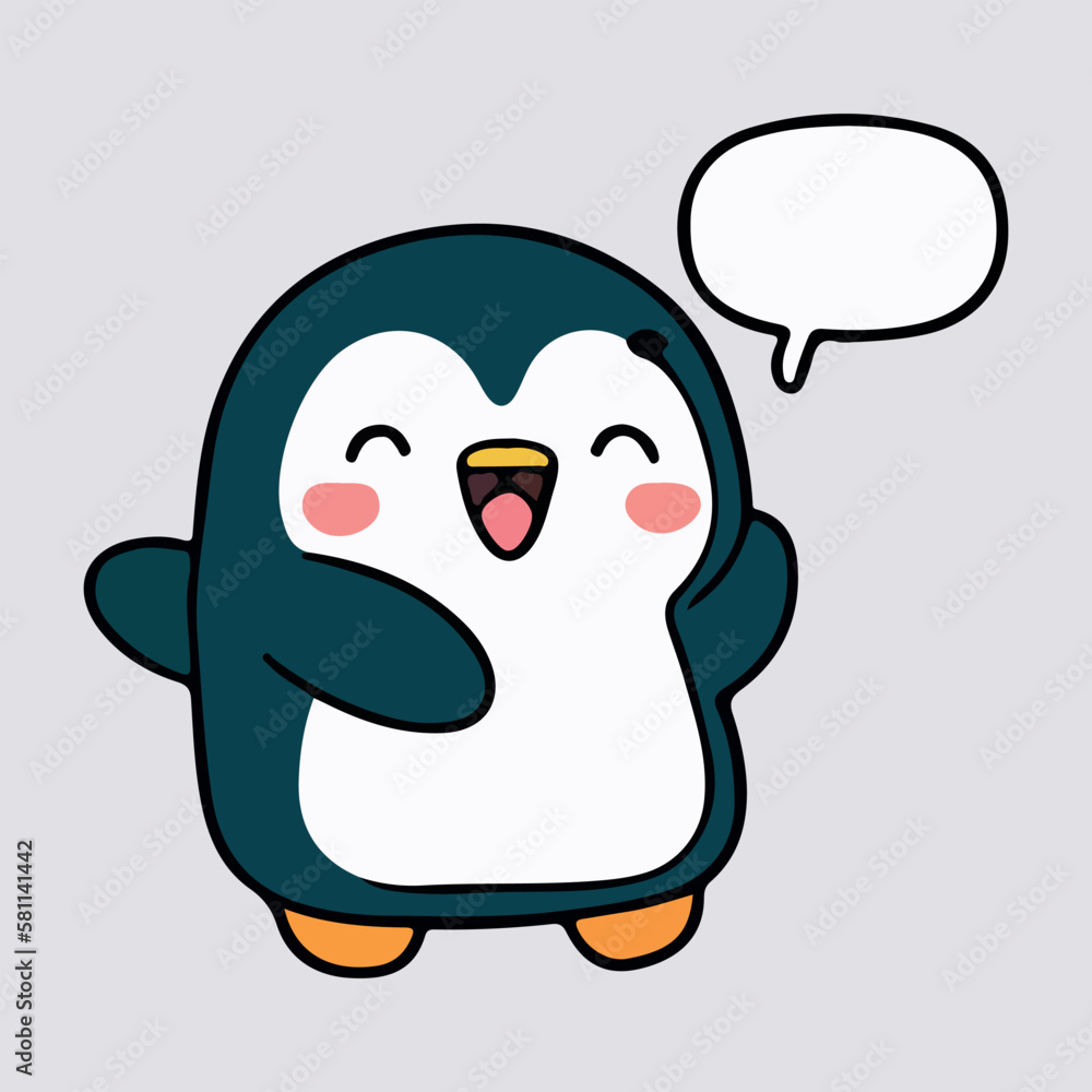 Cute Baby Penguin love and happy expression sticker, flat cartoon style vector illustration with isolated background Cute Baby Penguin love and happy expression sticker, flat cartoon style vector illustration with isolated background