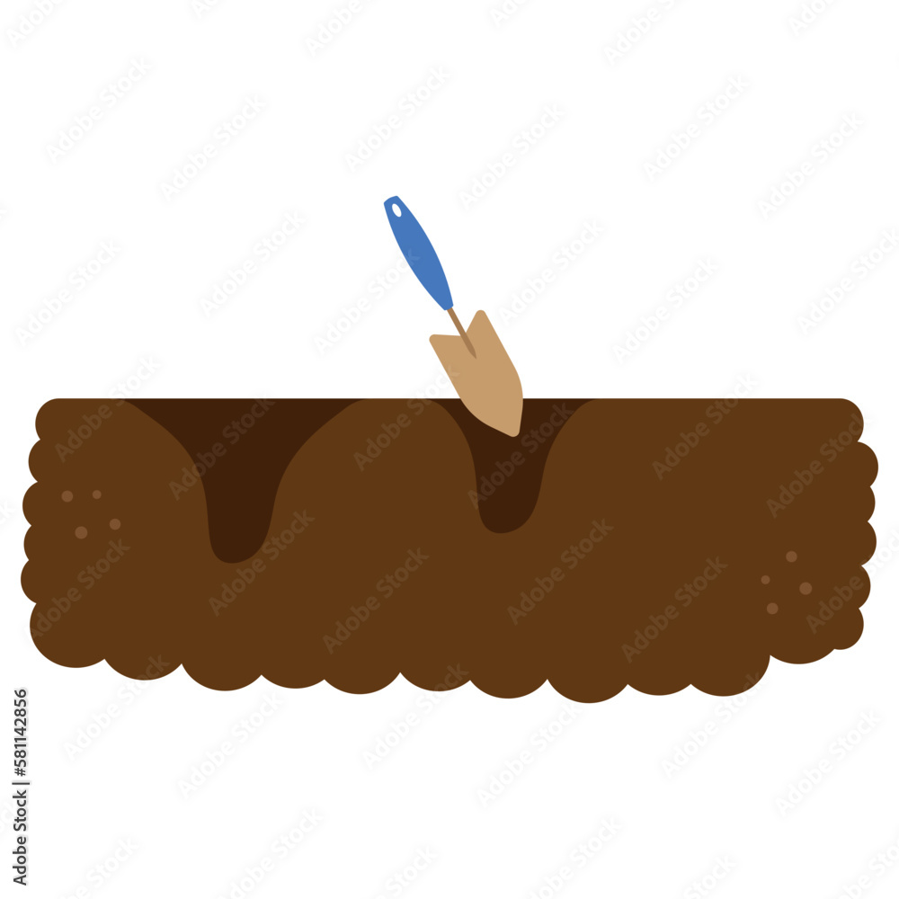 Digging a hole for planting. Garden vector flat illustration Digging a hole for planting. Garden vector flat illustration