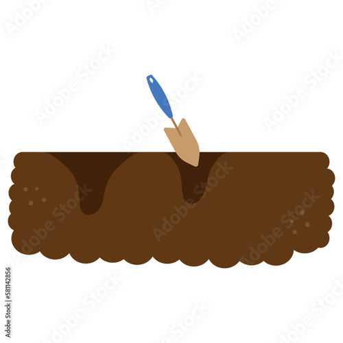 Digging a hole for planting. Garden vector flat illustration