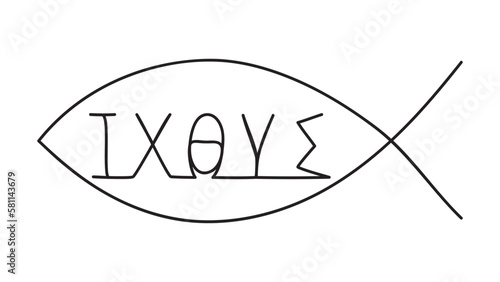Christian fish symbol. Ictus. Vector illustration