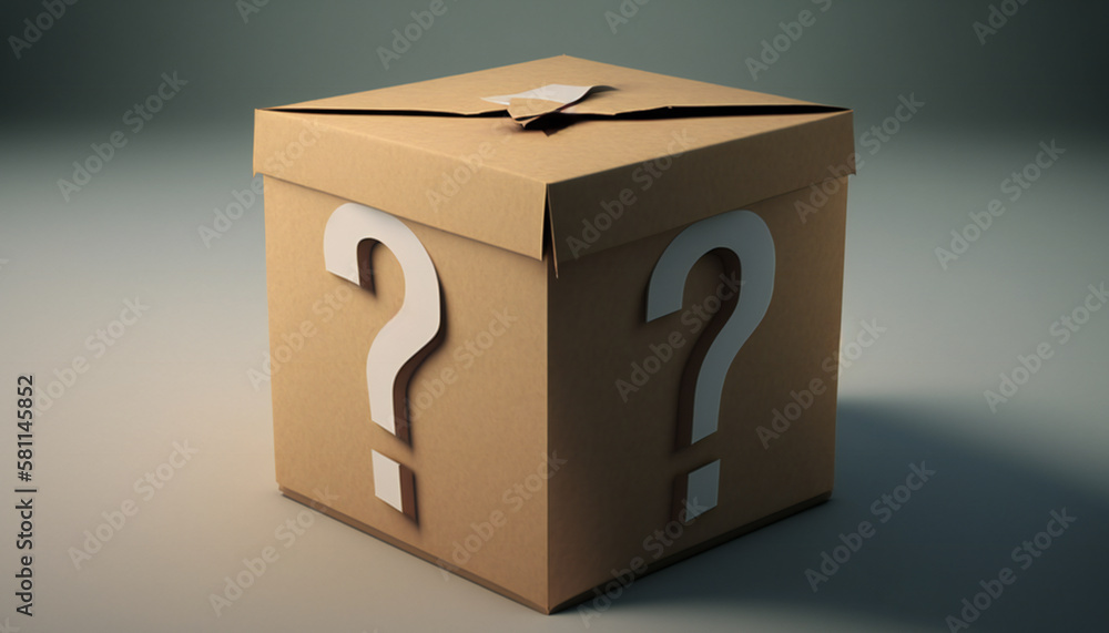 Obraz premium Abstract Mystery gift box with question mark - Mystery Box - Generative AI 