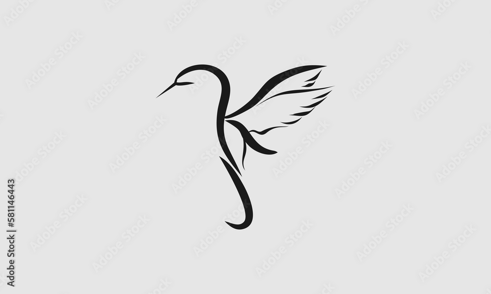 Obraz premium Line art flying bird logo design