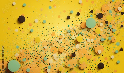  a yellow background with a lot of dots and circles on the bottom of the image and a yellow background with a lot of dots and circles on the bottom of the image. generative ai