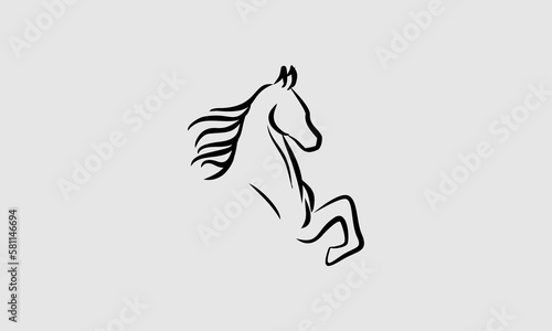 line art horse logo design
