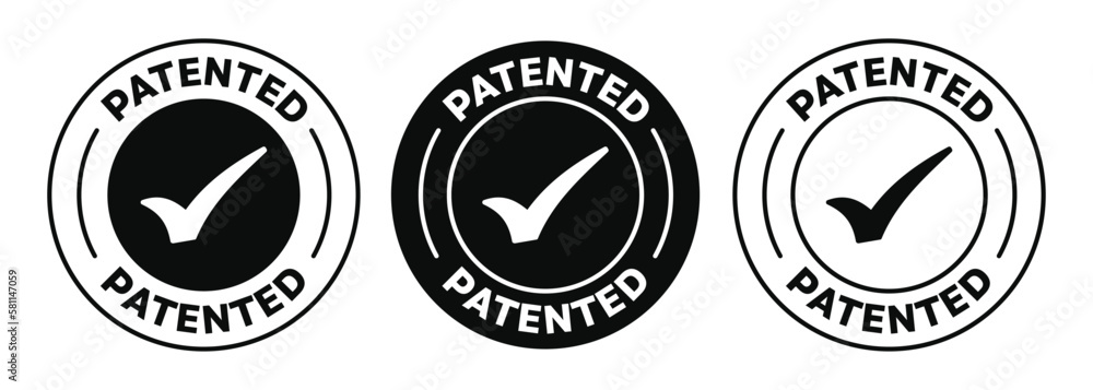 Patented Icon Black And White Rounded Vector Stamp Of A Patent Isolated Patent Certificate 6422