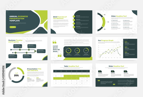 Annual business presentation and data overview slider template