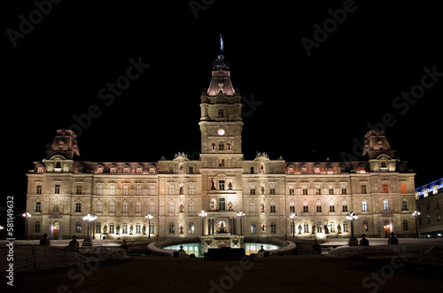 Quebec City Parliament Building at Night during Winter