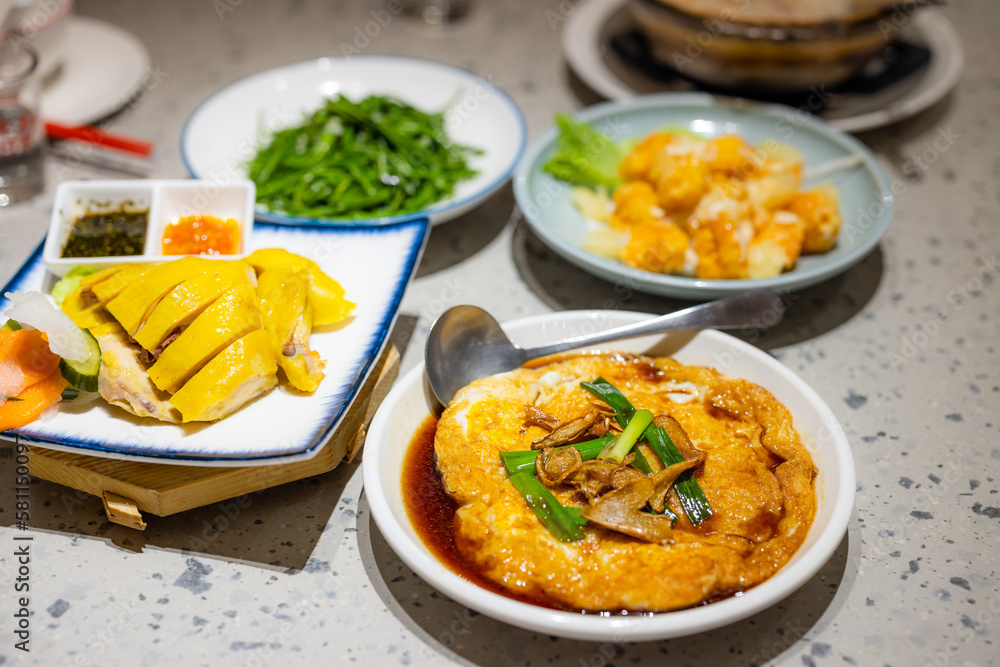 Taiwanese cuisine with different dishes on table