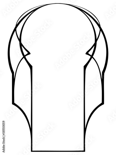 Art Nouveau frame BW silhouette. Subtle and elegant. Vertical format. Vector illustration