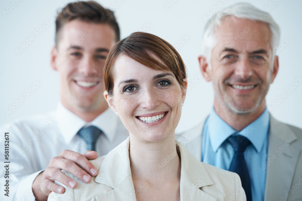 We work well together. Portrait of a group of smiling business people. We work well together. Portrait of a group of smiling business people.