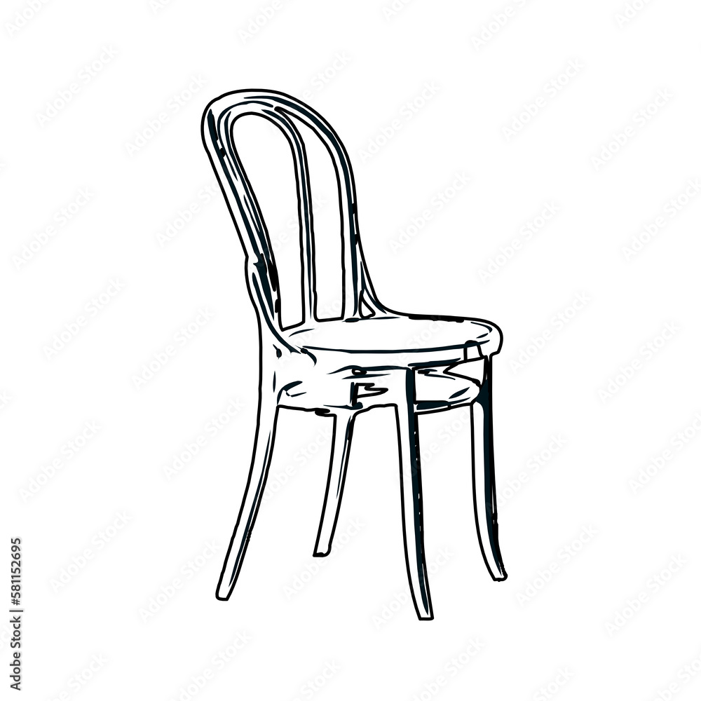Black and white sketch of a chair with transparent background Black and white sketch of a chair with transparent background