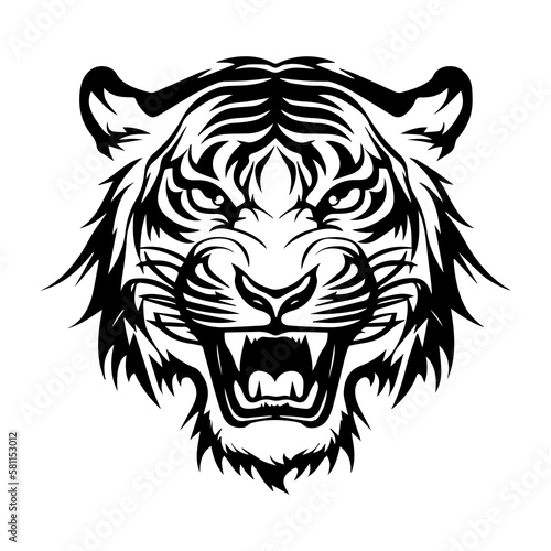 Black and White Tiger Head for Logo Design, Generative AI