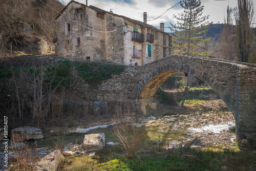 montanana huesca aragon spain bridge and view of the river photo