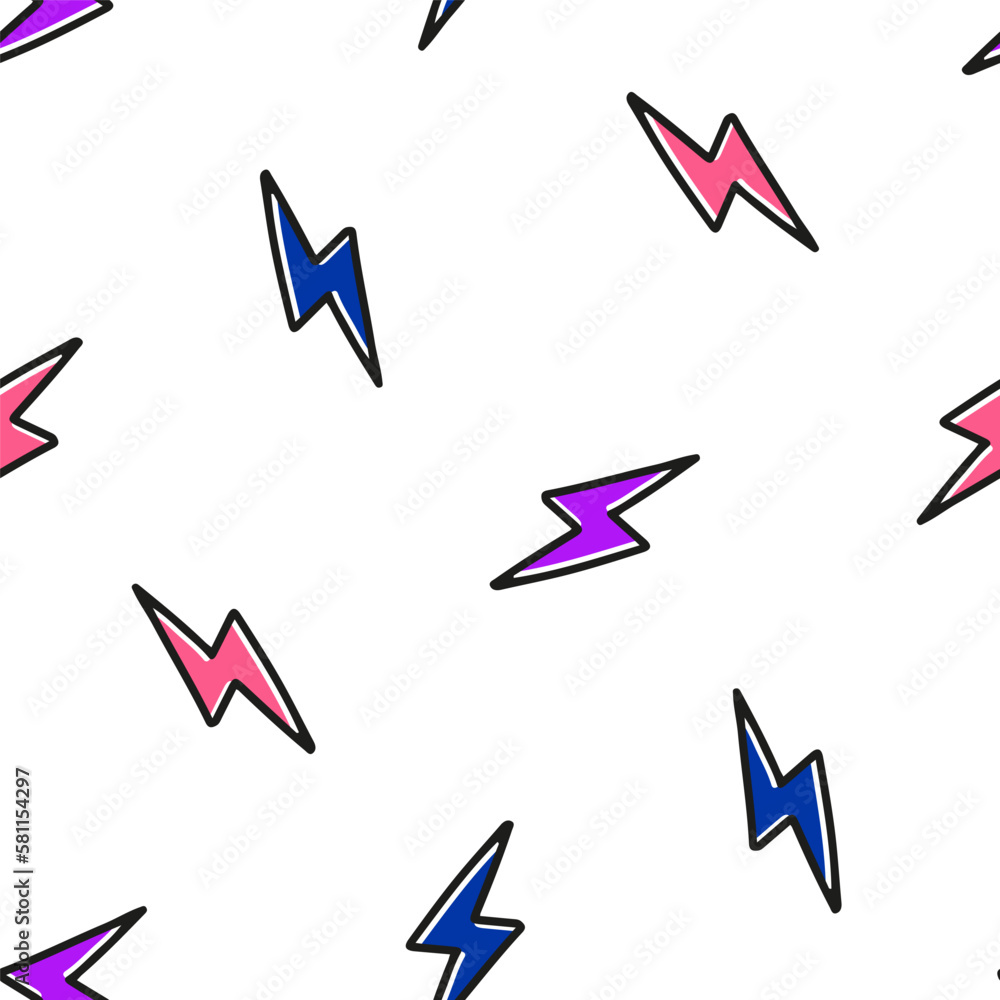 Seamless pattern with colorful lightning bolt Seamless pattern with colorful lightning bolt