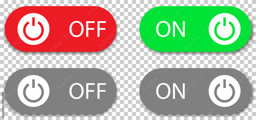 Power buttons with on, off labels. Vector illustration isolated on ...