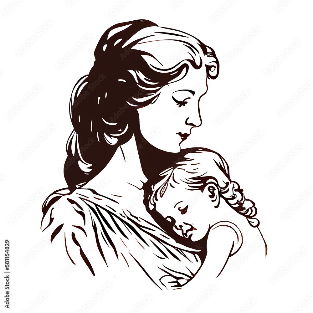 Mom love with Kids Clipart png, Mother's Day concept Generative AI