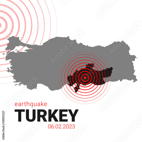 Turkey, earthquake February 6, 2023. Vector Illustration of the Map of Turkey on White Background. EPS 10