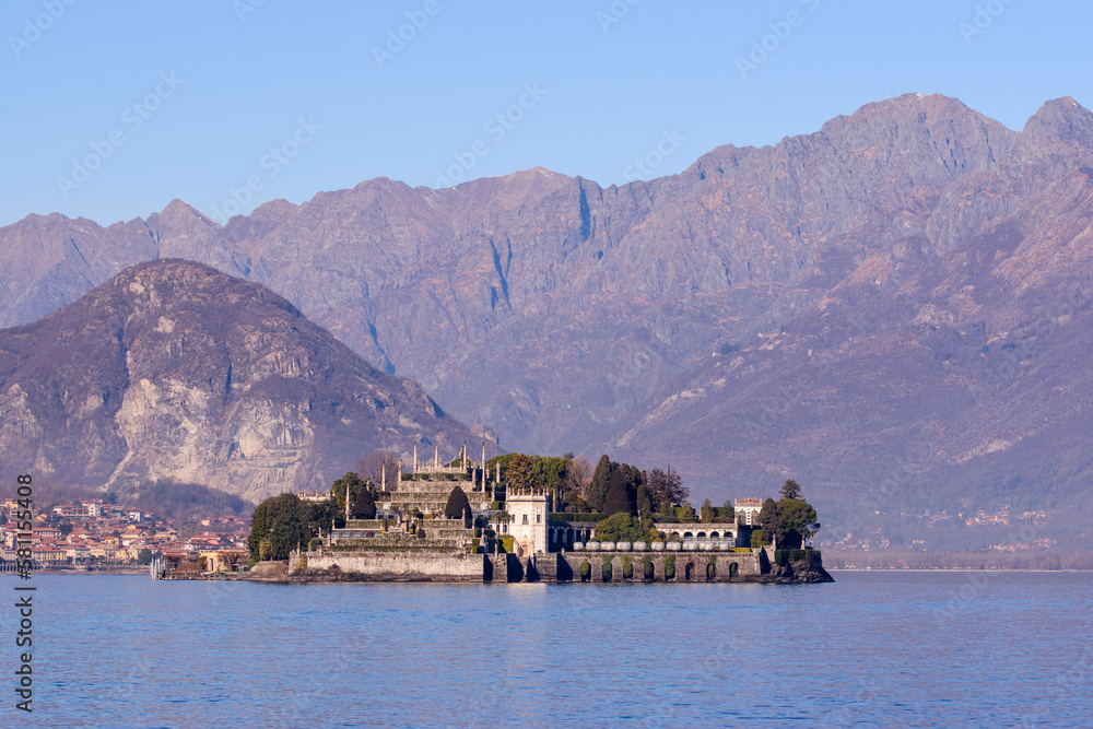 Isola Bella with mountains on the background in Stresa, Italy Isola Bella with mountains on the background in Stresa, Italy