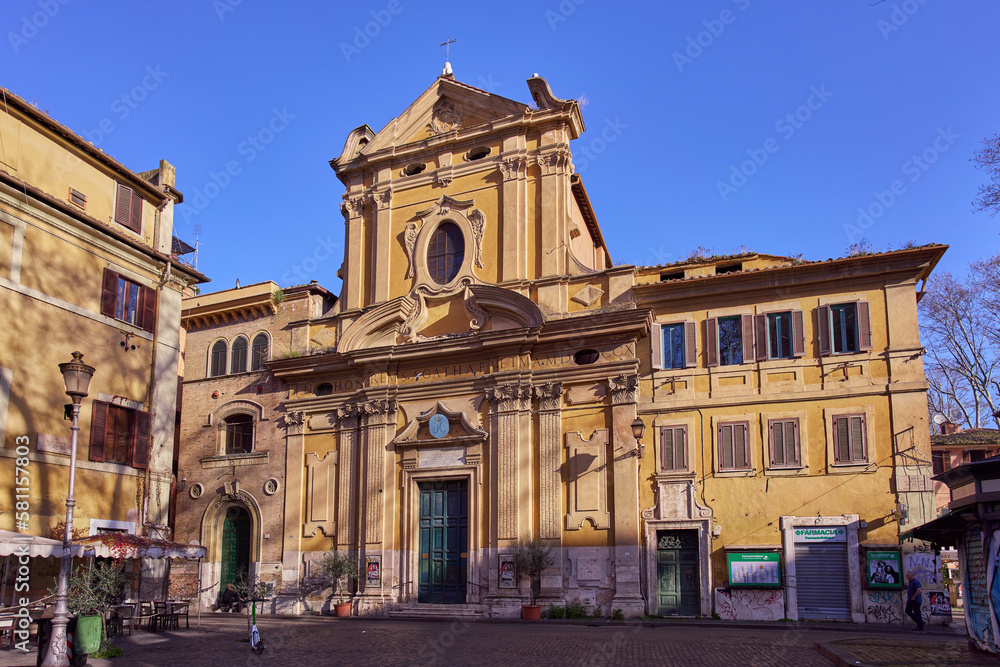 Sant'Agata in Trastevere baroque church in Rome, Italy