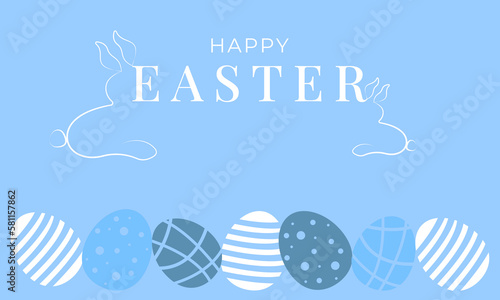 Hand drawn easter eggs composition for greeting card design, Happy Ester lettering.Banner Happy Easter.