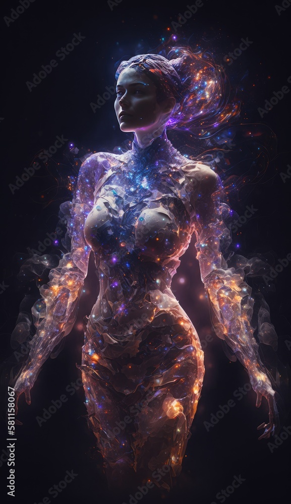 Stellar Woman in Cosmic Aura