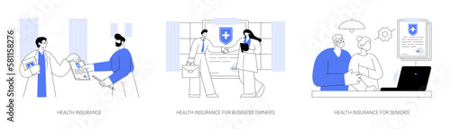 Insurance company service abstract concept vector illustrations.