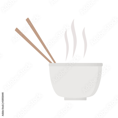 chopsticks and bowl, food illustration, eps 10
