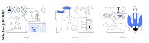 Oil extraction abstract concept vector illustrations.