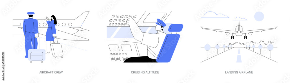 Airway transportation abstract concept vector illustrations. - obrazy, fototapety, plakaty 